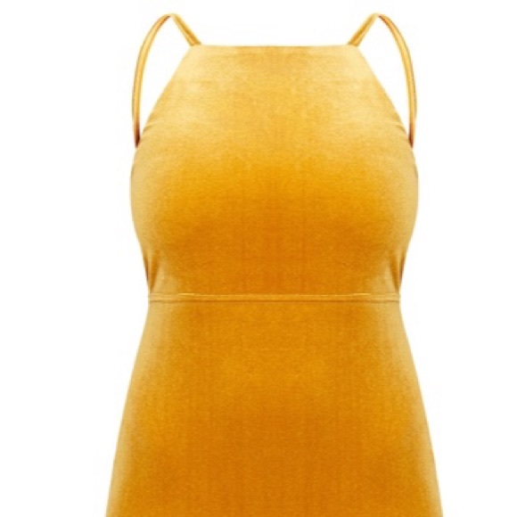 Mustard Velvet Strappy Tie Back Size 10 Dress NWT - Picture 2 of 4